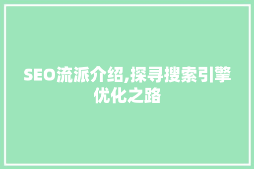 SEO流派介绍,探寻搜索引擎优化之路