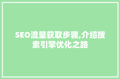 SEO流量获取步骤,介绍搜索引擎优化之路