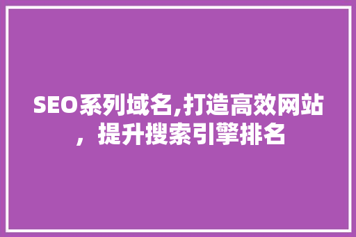 SEO系列域名,打造高效网站，提升搜索引擎排名