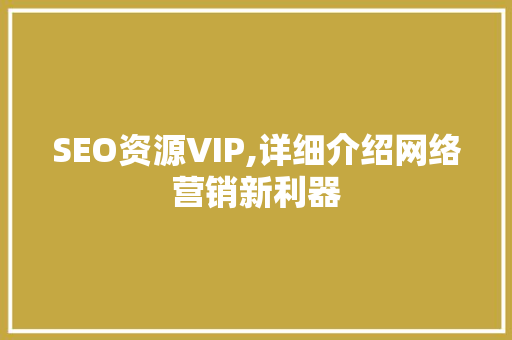 SEO资源VIP,详细介绍网络营销新利器