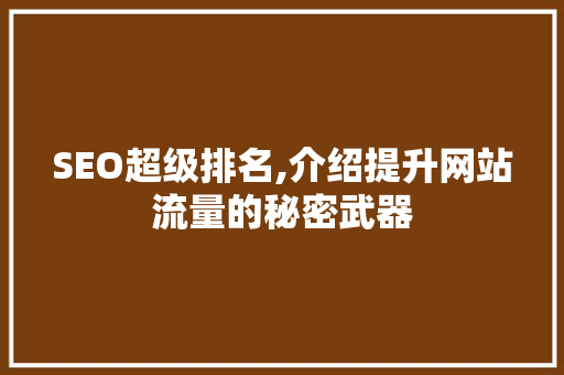 SEO超级排名,介绍提升网站流量的秘密武器