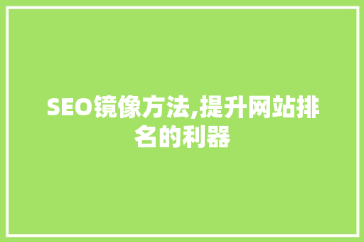 SEO镜像方法,提升网站排名的利器