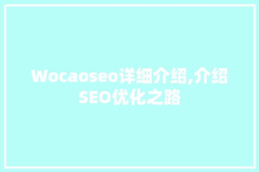 Wocaoseo详细介绍,介绍SEO优化之路