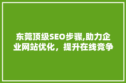 东莞顶级SEO步骤,助力企业网站优化，提升在线竞争力
