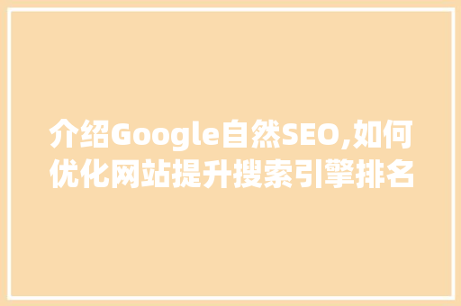 介绍Google自然SEO,如何优化网站提升搜索引擎排名