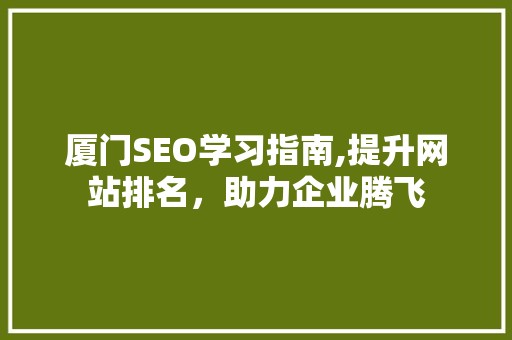 厦门SEO学习指南,提升网站排名，助力企业腾飞  第1张