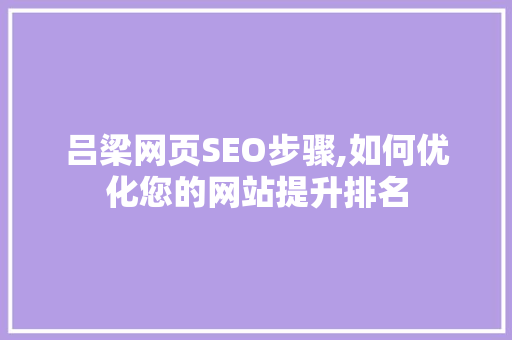 吕梁网页SEO步骤,如何优化您的网站提升排名  第1张