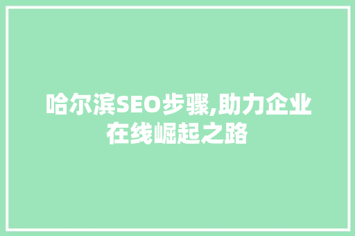 哈尔滨SEO步骤,助力企业在线崛起之路