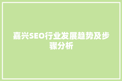 嘉兴SEO行业发展趋势及步骤分析
