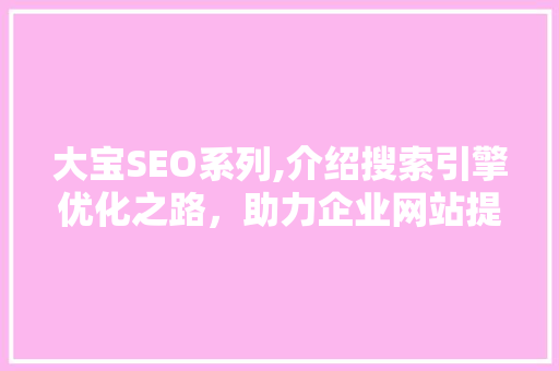 大宝SEO系列,介绍搜索引擎优化之路，助力企业网站提升流量与排名  第1张