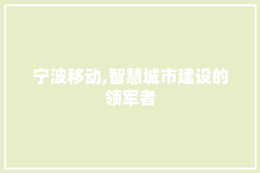 宁波移动,智慧城市建设的领军者