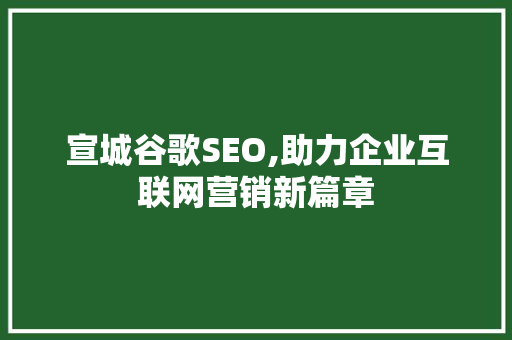 宣城谷歌SEO,助力企业互联网营销新篇章