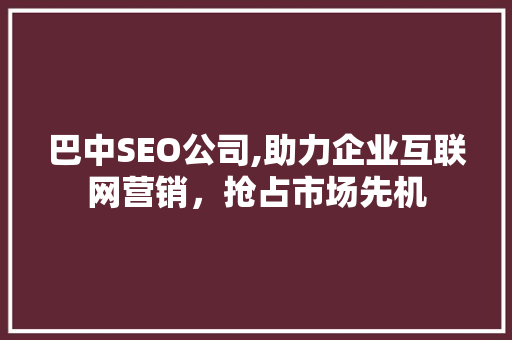 巴中SEO公司,助力企业互联网营销，抢占市场先机