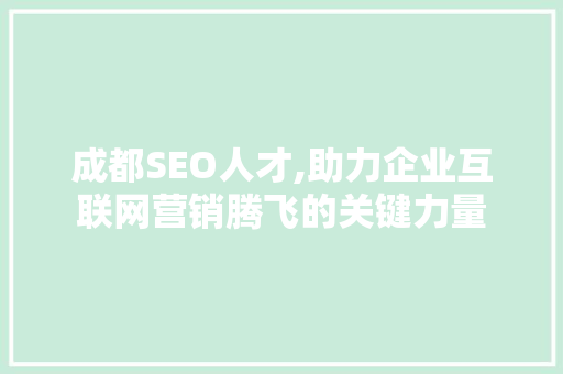 成都SEO人才,助力企业互联网营销腾飞的关键力量