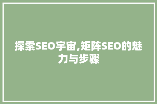探索SEO宇宙,矩阵SEO的魅力与步骤