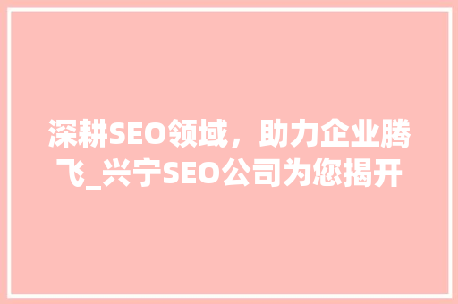 深耕SEO领域，助力企业腾飞_兴宁SEO公司为您揭开网络营销新篇章