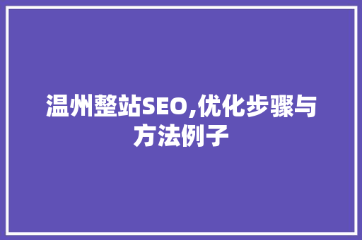 温州整站SEO,优化步骤与方法例子