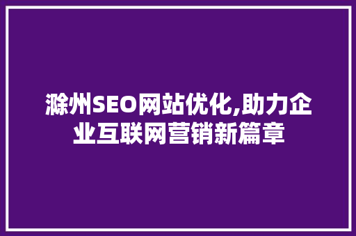 滁州SEO网站优化,助力企业互联网营销新篇章