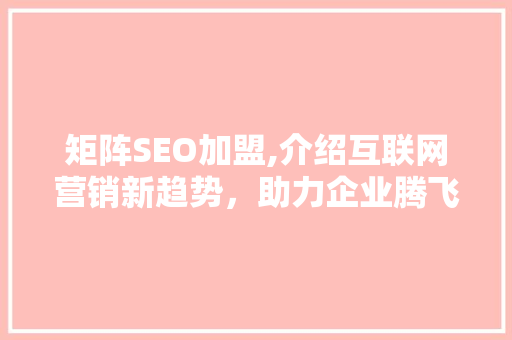 矩阵SEO加盟,介绍互联网营销新趋势，助力企业腾飞