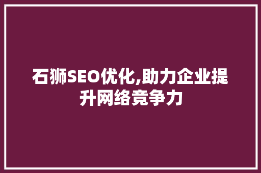 石狮SEO优化,助力企业提升网络竞争力