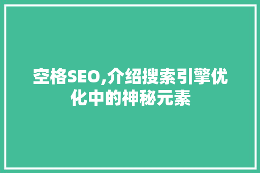 空格SEO,介绍搜索引擎优化中的神秘元素