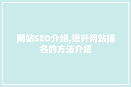 网站SEO介绍,提升网站排名的方法介绍  第1张
