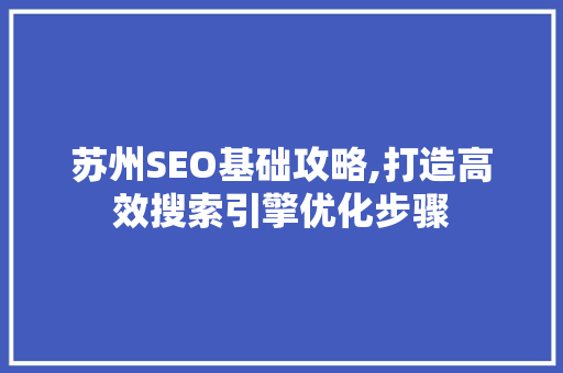 苏州SEO基础攻略,打造高效搜索引擎优化步骤