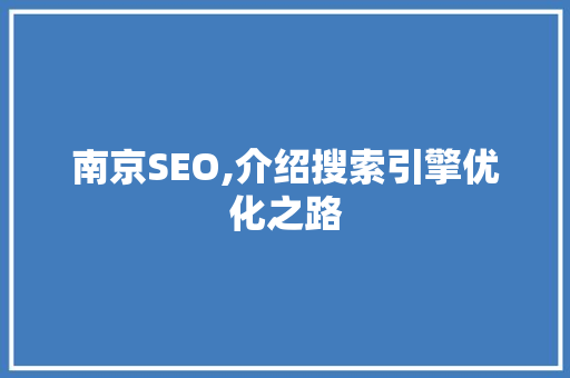 南京SEO,介绍搜索引擎优化之路