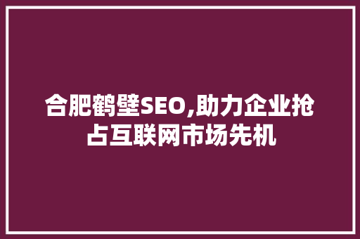 合肥鹤壁SEO,助力企业抢占互联网市场先机