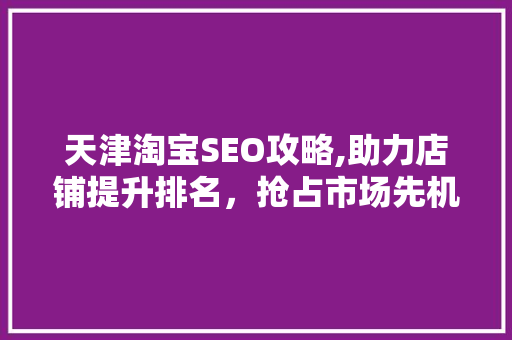 天津淘宝SEO攻略,助力店铺提升排名，抢占市场先机
