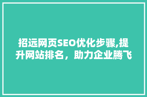 招远网页SEO优化步骤,提升网站排名，助力企业腾飞