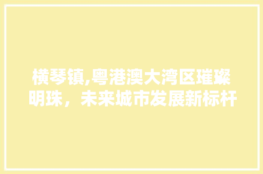 横琴镇,粤港澳大湾区璀璨明珠，未来城市发展新标杆
