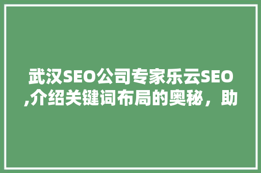 武汉SEO公司专家乐云SEO,介绍关键词布局的奥秘，助力企业提升网络营销效果