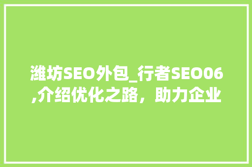 潍坊SEO外包_行者SEO06,介绍优化之路，助力企业腾飞