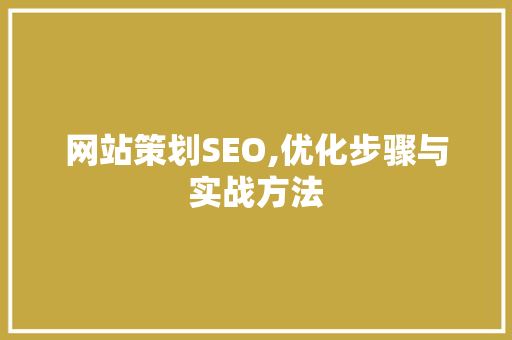 网站策划SEO,优化步骤与实战方法  第1张