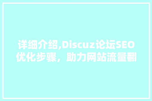 详细介绍,Discuz论坛SEO优化步骤，助力网站流量翻倍