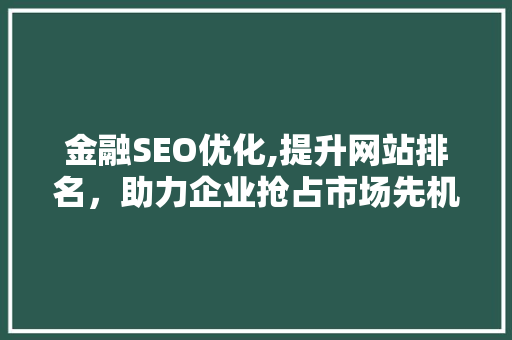 金融SEO优化,提升网站排名，助力企业抢占市场先机  第1张