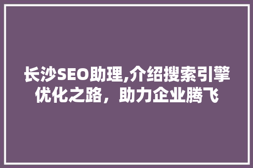 长沙SEO助理,介绍搜索引擎优化之路，助力企业腾飞