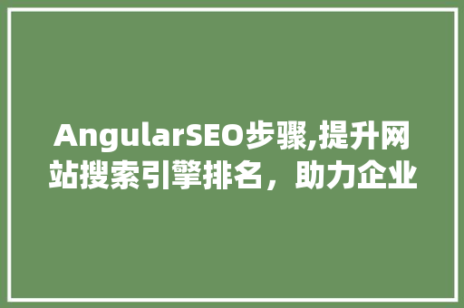 AngularSEO步骤,提升网站搜索引擎排名，助力企业数字化转型