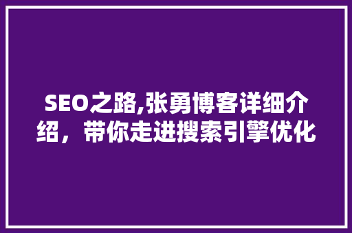 SEO之路,张勇博客详细介绍，带你走进搜索引擎优化世界