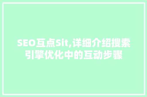 SEO互点Sit,详细介绍搜索引擎优化中的互动步骤