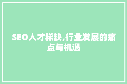 SEO人才稀缺,行业发展的痛点与机遇
