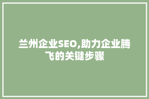 兰州企业SEO,助力企业腾飞的关键步骤