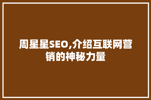 周星星SEO,介绍互联网营销的神秘力量