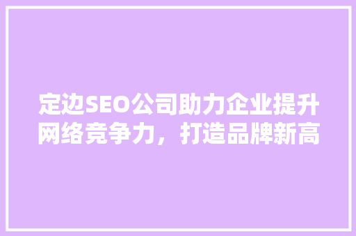 定边SEO公司助力企业提升网络竞争力，打造品牌新高度