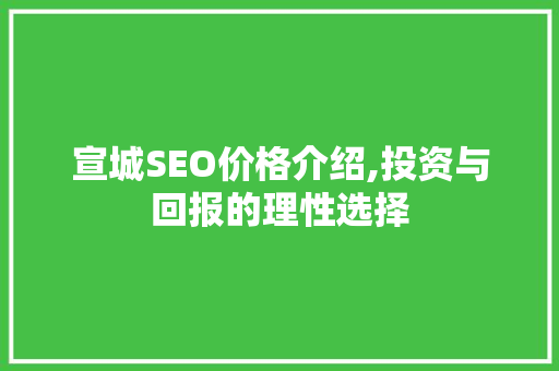 宣城SEO价格介绍,投资与回报的理性选择