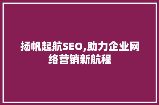 扬帆起航SEO,助力企业网络营销新航程  第1张