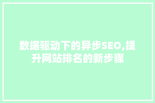数据驱动下的异步SEO,提升网站排名的新步骤
