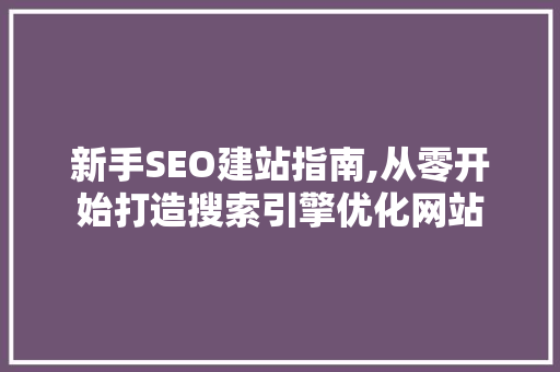 新手SEO建站指南,从零开始打造搜索引擎优化网站