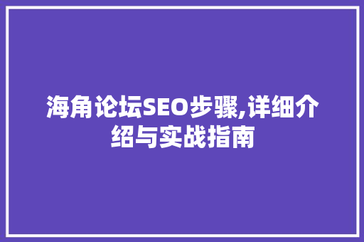 海角论坛SEO步骤,详细介绍与实战指南